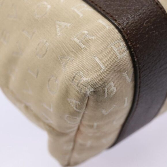 Bulgari Logo Mania Beige Canvas Handbag (Pre-Owned) - Picture 12 of 16